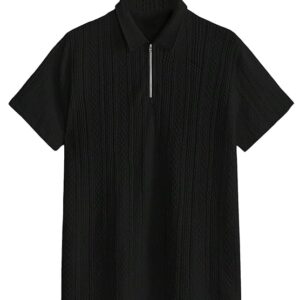 Men's Jacquard Chain Polo T-Shirt (Black)Small