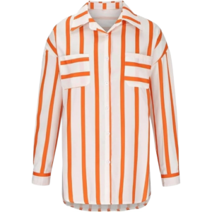 Women's Roll-Up Sleeve Shirt(Orange)