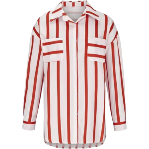 Women's Roll-Up Sleeve Shirt(Red)