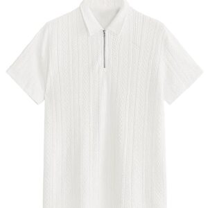 Men's Jacquard Chain Polo T-Shirt (White)Small