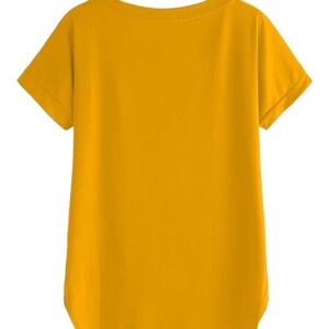 Stylish Up and Down Cotton T-shirt(Yellow)